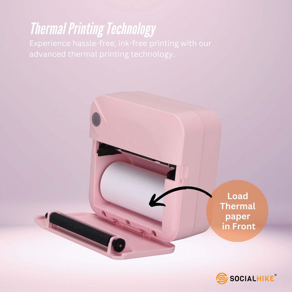 Portable Mini Printer Pink Inkless Bluetooth Phone Pocket Thermal Printing Printers