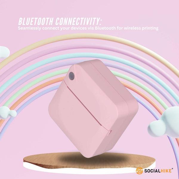 Portable Mini Printer Pink Inkless Bluetooth Phone Pocket Thermal Printing Printers