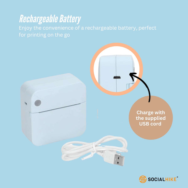 Portable Mini Printer Blue Inkless Bluetooth Phone Pocket Thermal Printing Printers