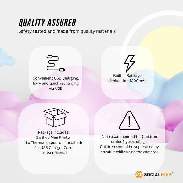 Portable Mini Printer Blue Inkless Bluetooth Phone Pocket Thermal Printing Printers