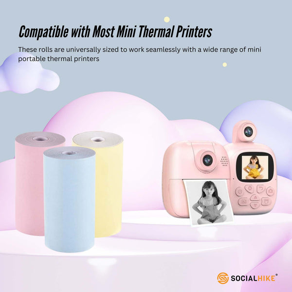 Social Hike 3 Pack Thermal Paper Camera Rolls Colour Instant Print Refill Printer Paper