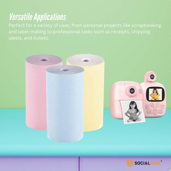 Social Hike 3 Pack Thermal Paper Camera Rolls Colour Instant Print Refill Printer Paper