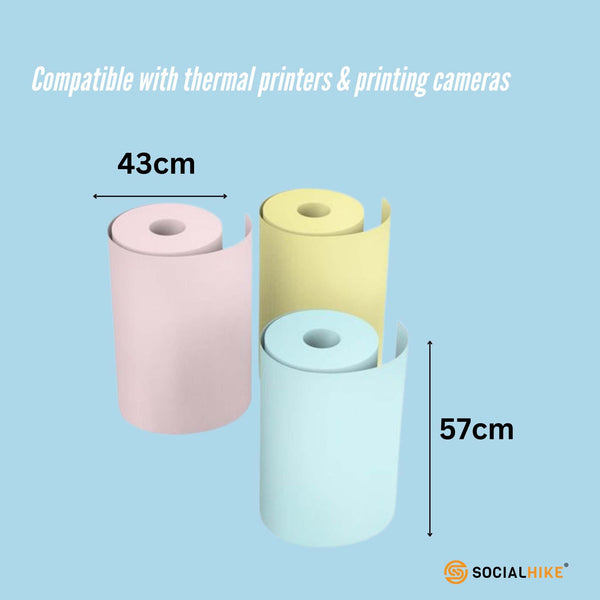 Social Hike 3 Pack Thermal Paper Camera Rolls Colour Instant Print Refill Printer Paper