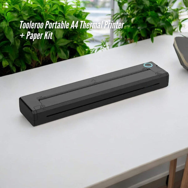 Tooleroo A4 Thermal Printer Black + Paper Kit Wireless And Inkless Printer Paper