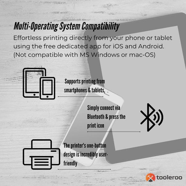 Tooleroo A4 Thermal Printer Black + Paper Kit Wireless And Inkless Printer Paper