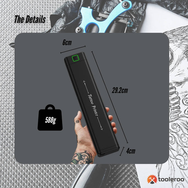 Tooleroo A4 Thermal Printer Black + Tattoo Stencil Paper Wireless Paper Products