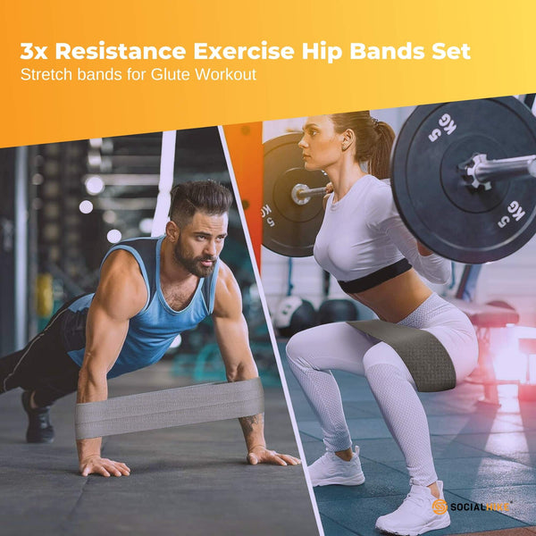 3X Resistance Exercise Hip Bands Set Stretch Glute Booty Workout Power Loops Resistance Trainers