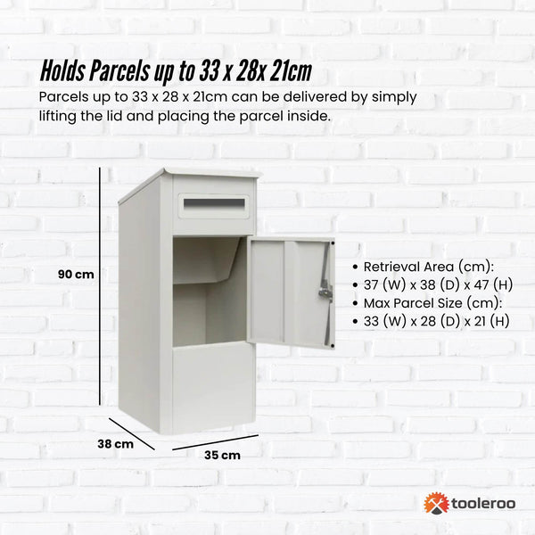 Parcel Delivery Drop Box Mailbox Secure Home Package Locker 38X38x90cm White Letterboxes