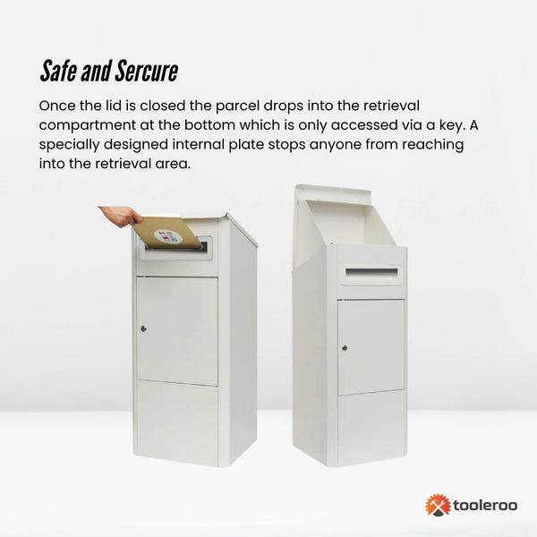 Parcel Delivery Drop Box Mailbox Secure Home Package Locker 38X38x90cm White Letterboxes
