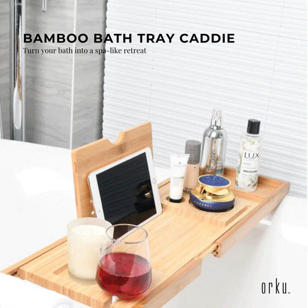 Bamboo Bath Tray Caddy Adjustable Furniture For Home And Garden Shower Trays Shower Trays & Bases