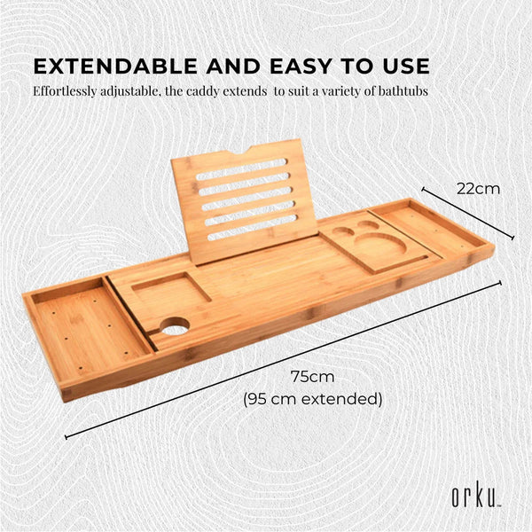 Bamboo Bath Tray Caddy Adjustable Furniture For Home And Garden Shower Trays Shower Trays & Bases