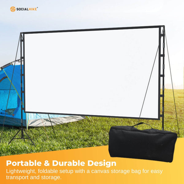 120 Movie Projector Screen Outdoor Indoor 16:9 4K Tripod Stand Case Reusable Shopping Bags
