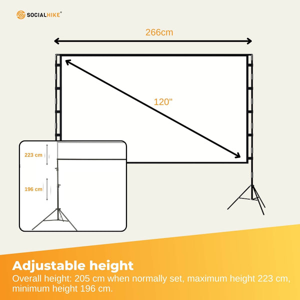 120 Movie Projector Screen Outdoor Indoor 16:9 4K Tripod Stand Case Reusable Shopping Bags
