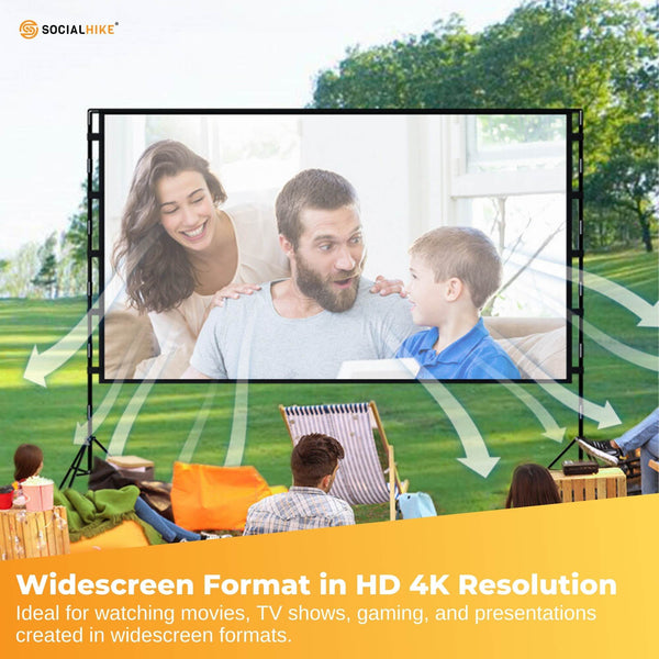 120 Movie Projector Screen Outdoor Indoor 16:9 4K Tripod Stand Case Reusable Shopping Bags