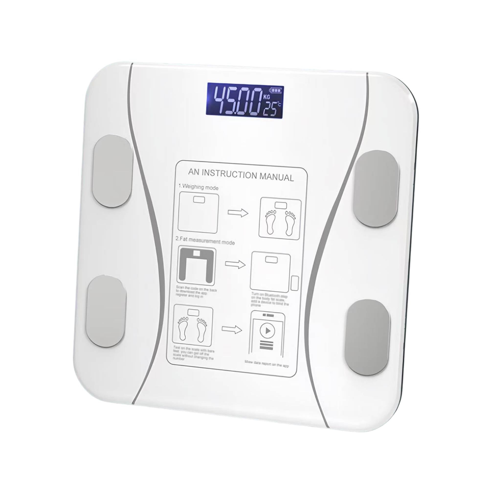 Bluetooth Smart Body Fat Bathroom Scale White Digital Bmi Usb Recharge With App Bathroom Scales