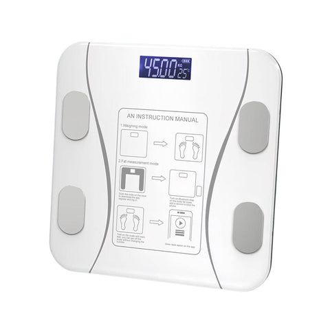 Bluetooth Smart Body Fat Bathroom Scale White Digital Bmi Usb Recharge With App Bathroom Scales