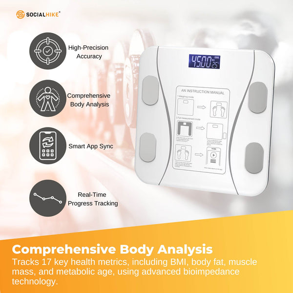 Bluetooth Smart Body Fat Bathroom Scale White Digital Bmi Usb Recharge With App Bathroom Scales