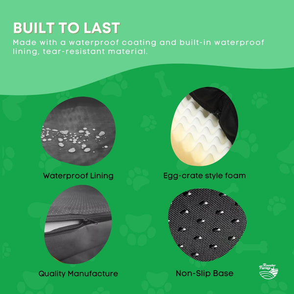 Orthopaedic Dog Bed Xl Grey Memory Foam Mattress Waterproof Removable Cover Mattress Toppers & Protectors