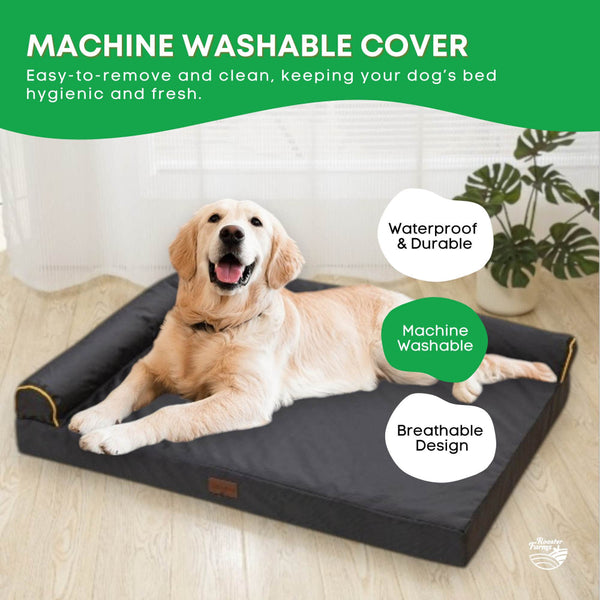 Orthopaedic Dog Bed Xl Grey Memory Foam Mattress Waterproof Removable Cover Mattress Toppers & Protectors