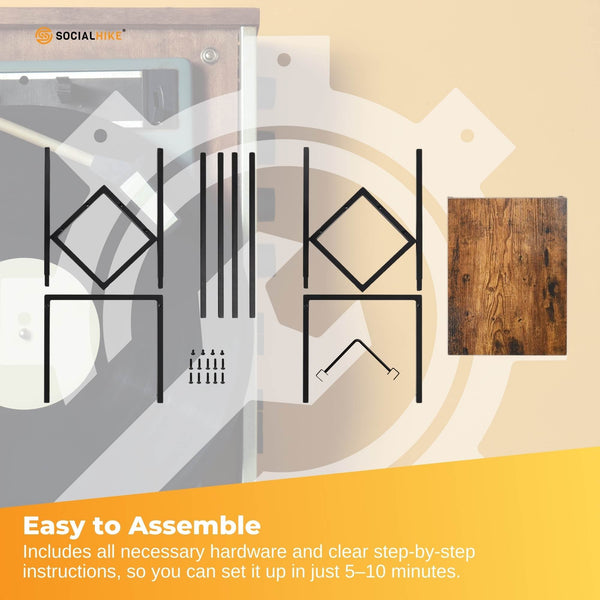 Social Hike Turntable Player Stand & Vinyl Lp Record Album Storage Black Metal Turntables