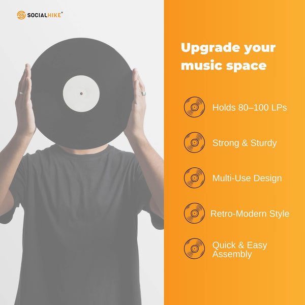 Social Hike Turntable Player Stand & Vinyl Lp Record Album Storage Black Metal Turntables