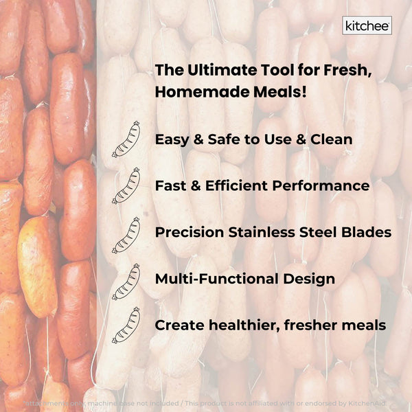Kitchee Meat Food Grinder Sausage Attachment Compatible With Kitchenaid Mixers Food Processors
