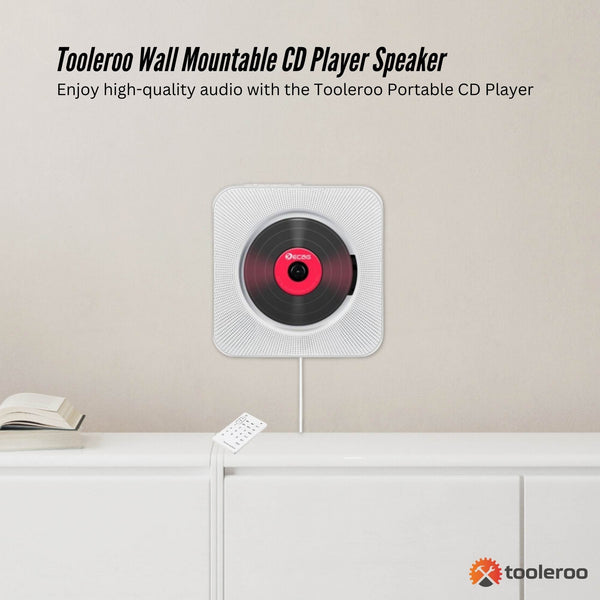 Tooleroo Wall Mountable Cd Player Speaker Bluetooth Hifi Fm Radio White Audio Docks & Mini Speakers