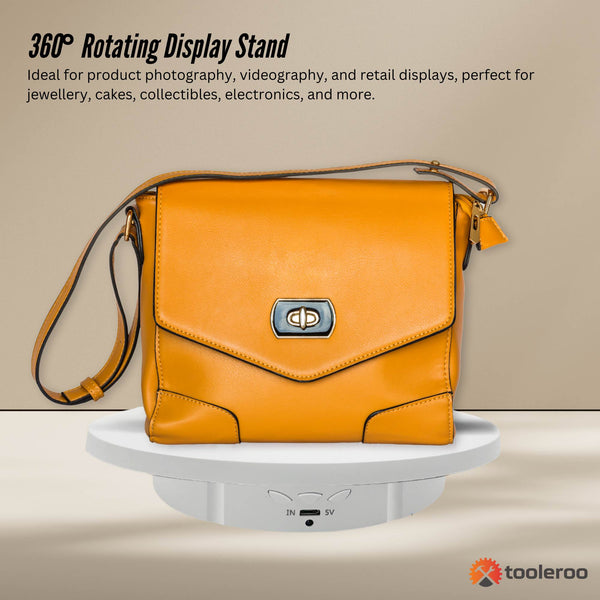 Tooleroo Electric 360 Rotating Product Display Stand White For Merchandise Video Display Stands