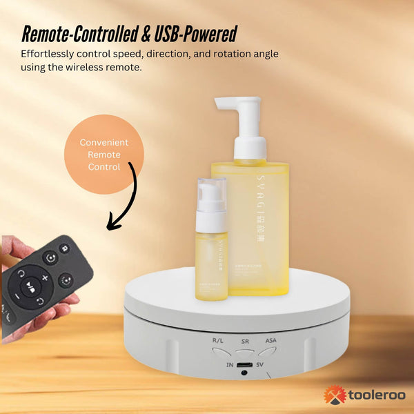 Tooleroo Electric 360 Rotating Product Display Stand White For Merchandise Video Display Stands