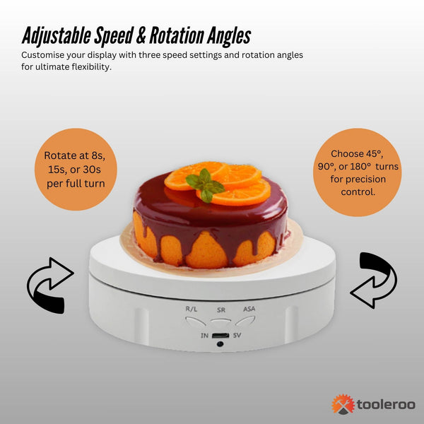 Tooleroo Electric 360 Rotating Product Display Stand White For Merchandise Video Display Stands