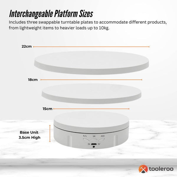 Tooleroo Electric 360 Rotating Product Display Stand White For Merchandise Video Display Stands