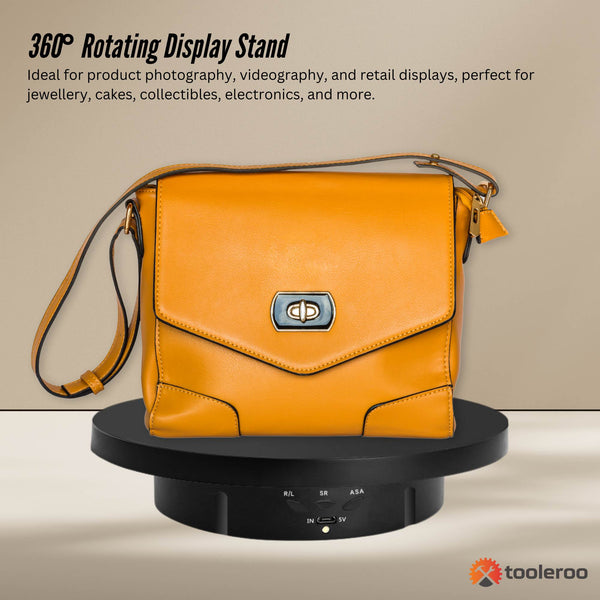 Tooleroo Electric 360 Rotating Product Display Stand Black For Merchandise Video Display Stands