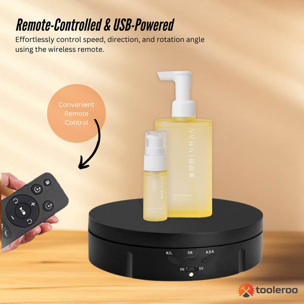 Tooleroo Electric 360 Rotating Product Display Stand Black For Merchandise Video Display Stands