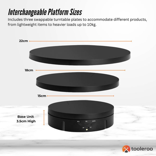 Tooleroo Electric 360 Rotating Product Display Stand Black For Merchandise Video Display Stands