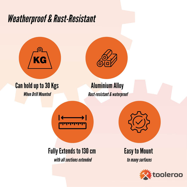 Tooleroo Clothes Drying Rack Tri Fold Wall Mount Space Saving Laundry Hanger Garment Racks