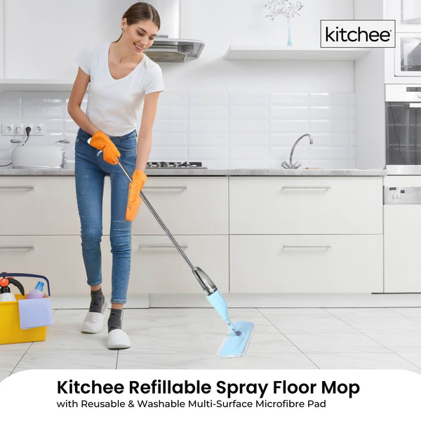 Spray Floor Mop With Reusable & Washable Multi Surface Microfibre Pad Mops Brooms & Scrubbers