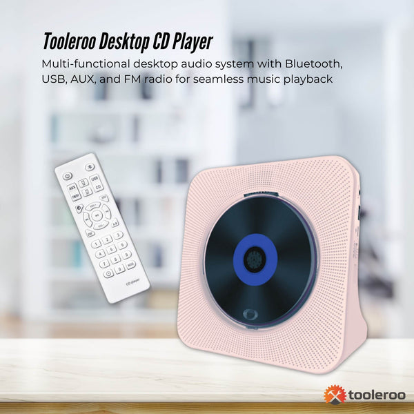 Tooleroo Usb Rechargeable Desktop Cd Player Speaker Bluetooth Portable Pink Computer Speakers