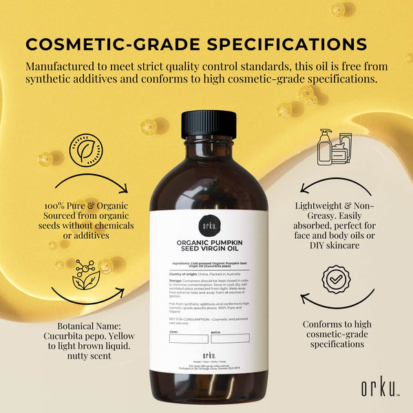 Orku Organic Pumpkin Seed Oil 500Ml Virgin Cold Pressed Unrefined Massage Massage Oils & Lotions