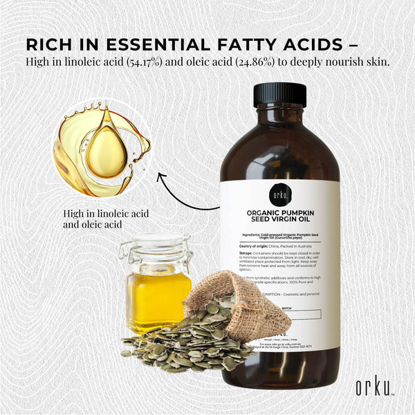Orku Organic Pumpkin Seed Oil Virgin Cold Pressed Unrefined Massage 1L Massage Oils & Lotions