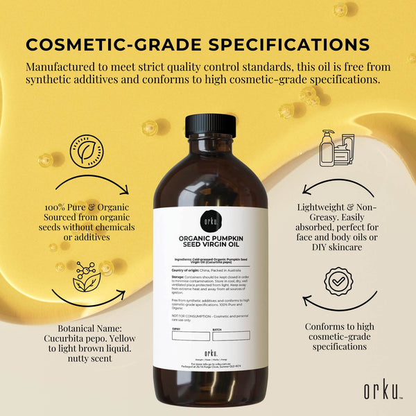 Orku Organic Pumpkin Seed Oil Virgin Cold Pressed Unrefined Massage 1L Massage Oils & Lotions