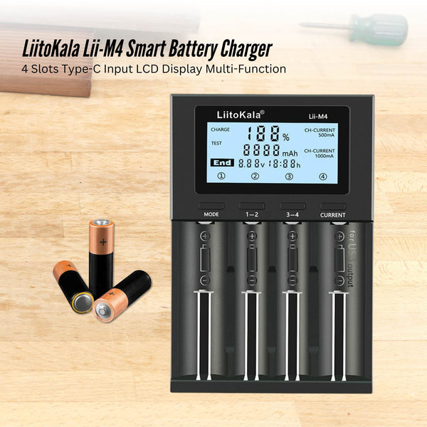 Liitokala M4 Smart Battery Charger Lcd Usb For 18650 Aa Aaa Ion Batteries Battery Chargers