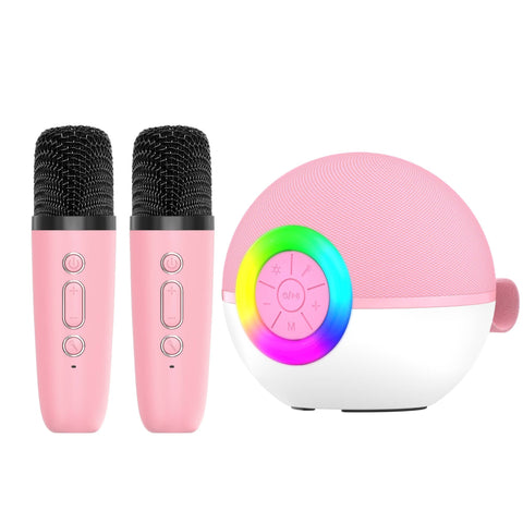 Mini Karaoke Machine And 2X Wireless Microphones Portable Bluetooth Speaker Pink Karaoke Microphones