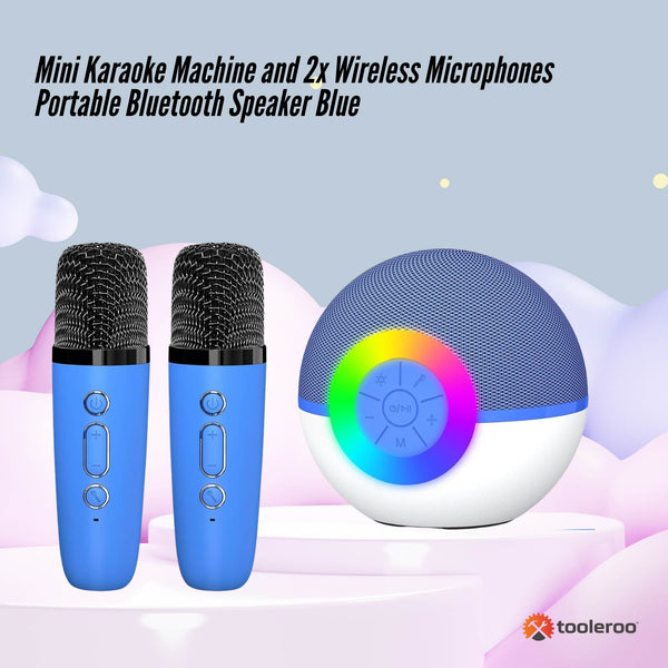 Mini Karaoke Machine And 2X Wireless Microphones Portable Bluetooth Speaker Karaoke Microphones