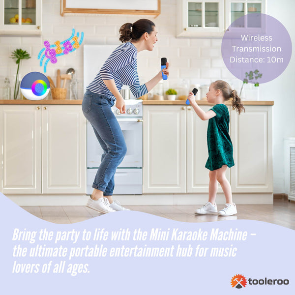 Mini Karaoke Machine And 2X Wireless Microphones Portable Bluetooth Speaker Karaoke Microphones