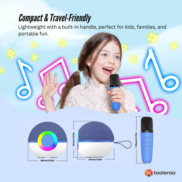 Mini Karaoke Machine And 2X Wireless Microphones Portable Bluetooth Speaker Karaoke Microphones