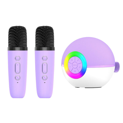 Mini Karaoke Machine 2X Wireless Microphones Portable Bluetooth Speaker Purple Karaoke Microphones