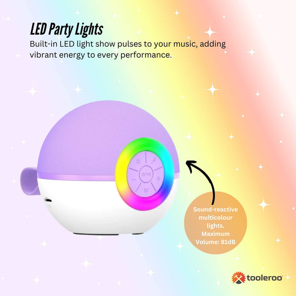 Mini Karaoke Machine 2X Wireless Microphones Portable Bluetooth Speaker Purple Karaoke Microphones