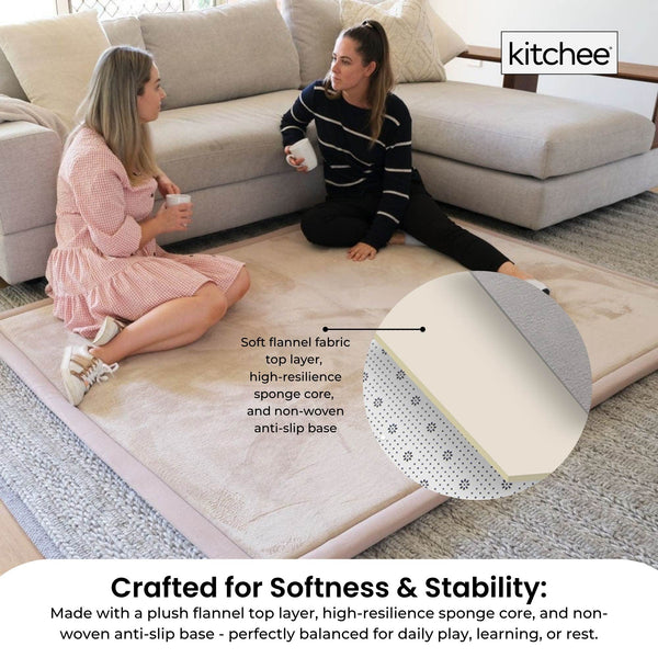 Kitchee Kids Foam Floor Play Mat 200X200cm Padded Thick Soft Tatami Style Cream Playmats & Jigsaw Mats