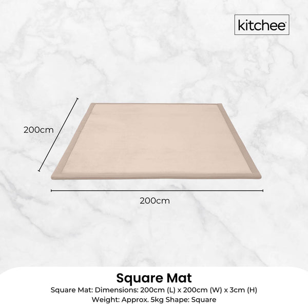 Kitchee Kids Foam Floor Play Mat 200X200cm Padded Thick Soft Tatami Style Cream Playmats & Jigsaw Mats