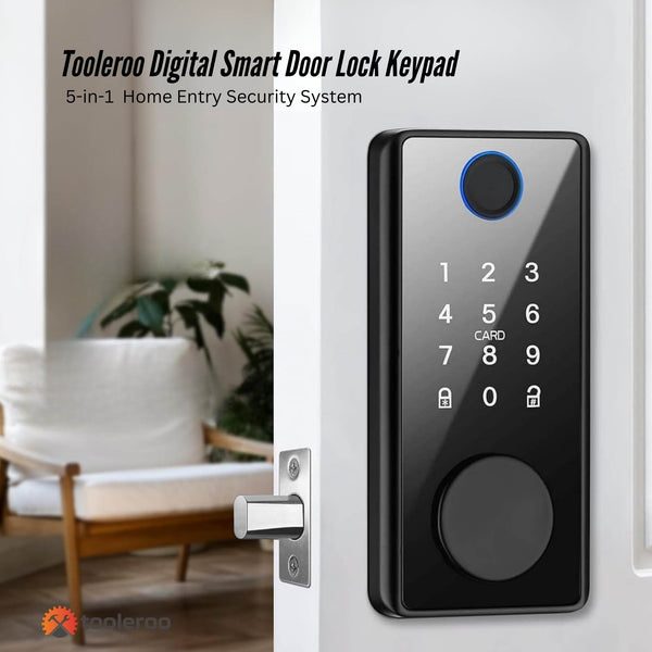 Tooleroo Digital Smart Door Lock Keypad 5 In 1 Home Entry Security System Smart Door Locks